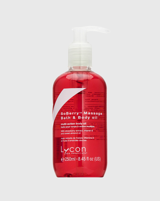 soberry massage & bath oil - масло косметическое для ванны и массажа с клубникой и миндалем, 250 мл