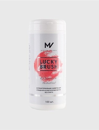 антибактериальные бесспиртовые салфетки  для очищения кистей brush cleanser wipes alcohol free 100шт